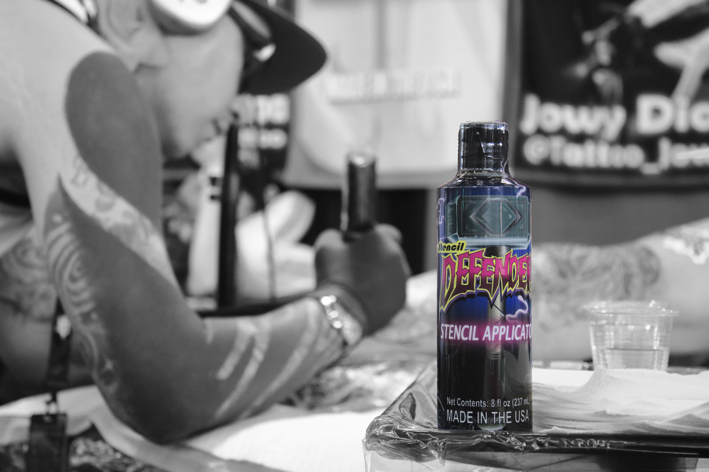 Stencil Defender in use by a professional artist